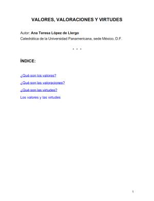 Valores, valoraciones y virtudes